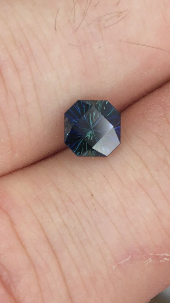 Parti Sapphire Octagon -  1.39 carats, Fantasy Cut - Deep Blue Sapphire - 6.2x5.8mm