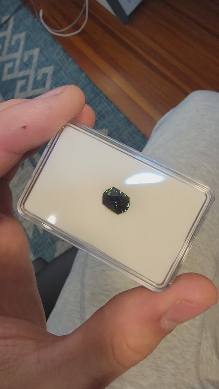 2.6 carat Parti Blue/Green Sapphire Shield - Fantasy Cut, 9.6x7.1mm