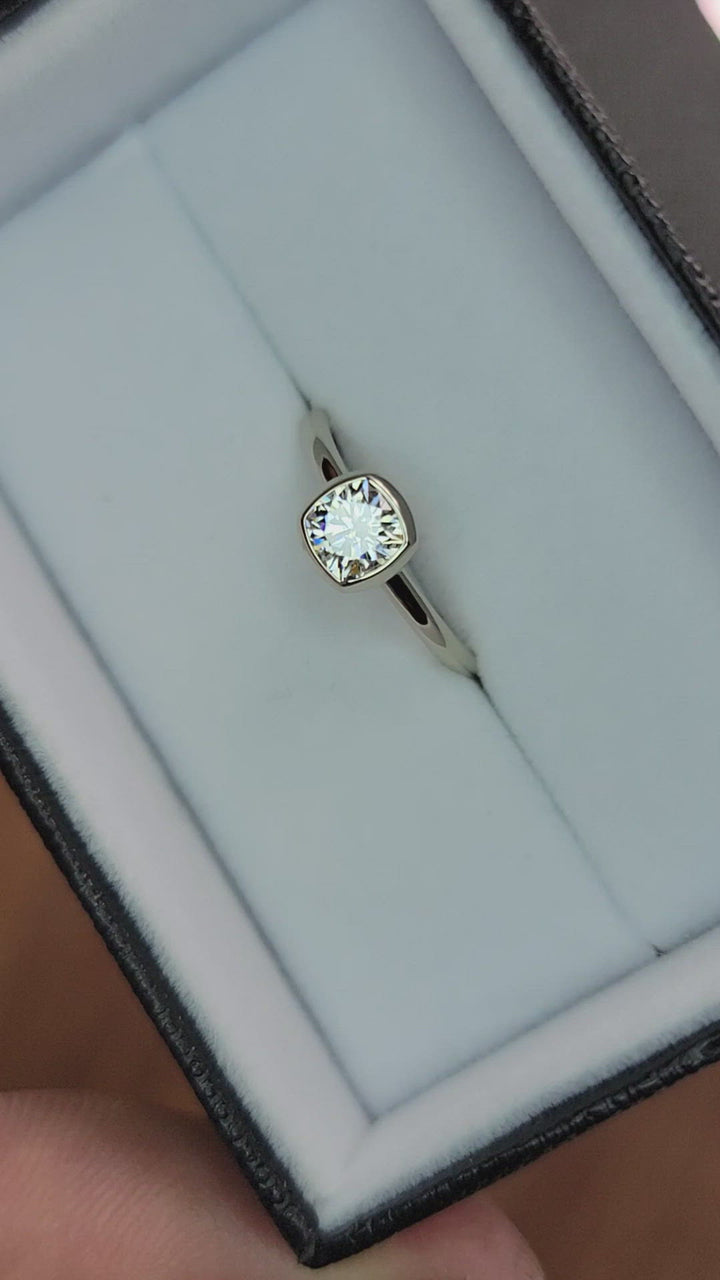 Lightweight bezel setting - depicted with Moissanite (Setting Only, Center Stone Sold Separately)