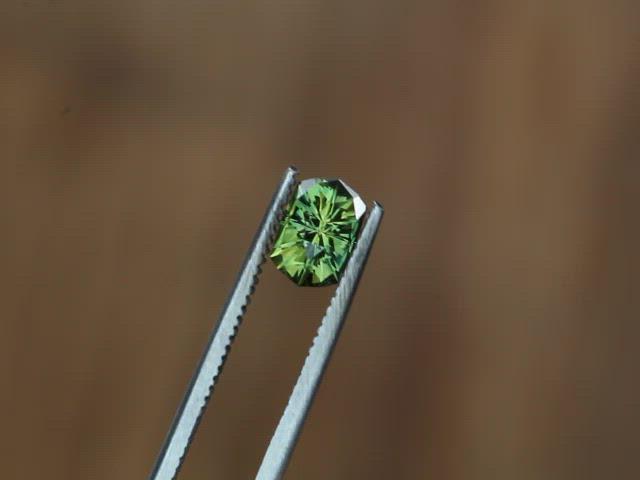 Songea Green Sapphire Hand Cut Gemstone - Precision Cut 7x5mm Rectangular Sapphire - Tanzanian Sapphire - Precision Cut Gemstone