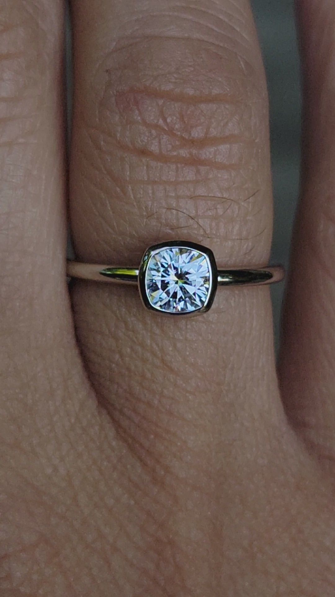 Lightweight bezel setting - depicted with Moissanite (Setting Only, Center Stone Sold Separately)