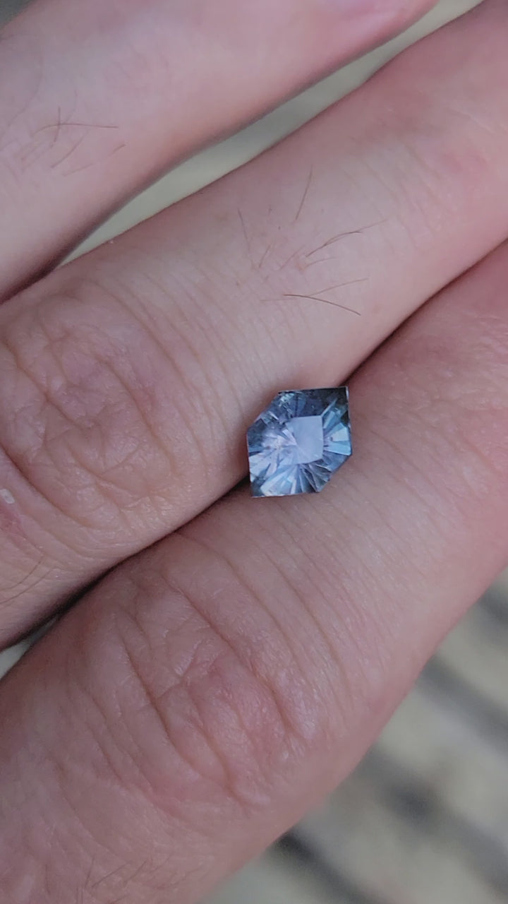 Color Changing Montana Sapphire 2.5 carat Hexagon -  Precision Cut, 9.7x6.2mm