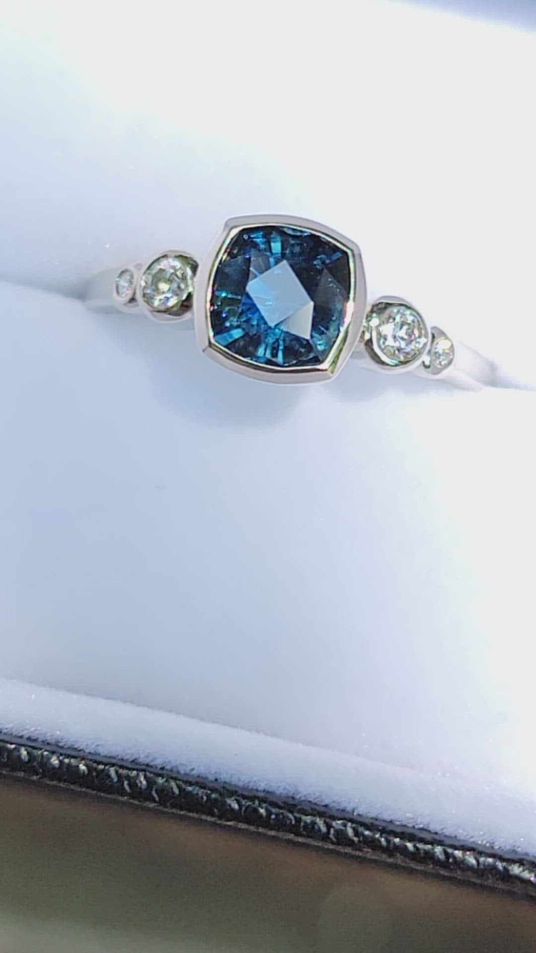 Five Stone Diamond Accented Multi Bezel Setting - Sapphire Depicted (Setting Only, Center Stone Sold Separately)