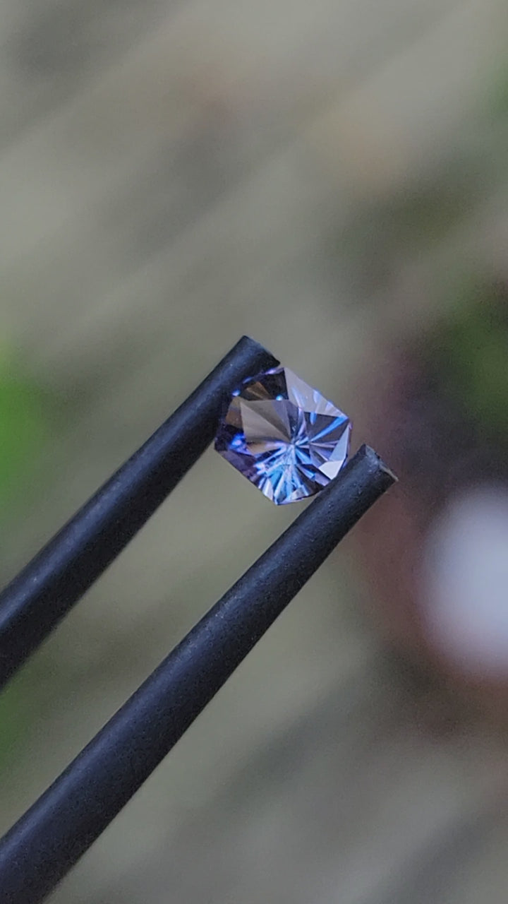 0.74 carat Electric Blue/Purple Umba Sapphire Decagon - Fantasy Cut, 6x4mm