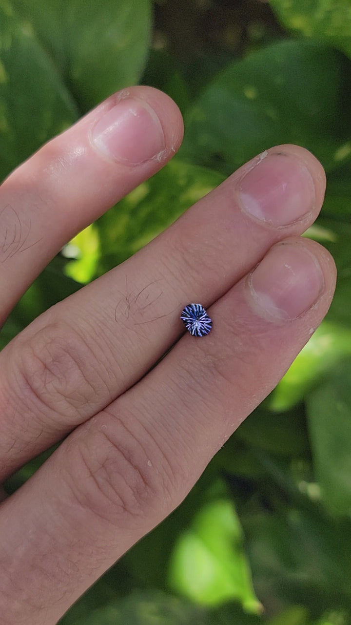 Décagone de saphir Umba bleu électrique/violet de 0,74 carat - taille fantaisie, 6 x 4 mm