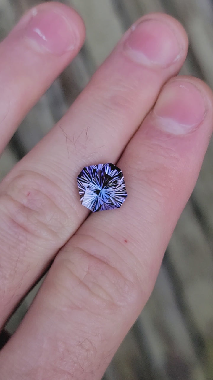 Blue/Purple Tanzanite Octagon - 5.9 carats -10.4x11.5mm - Fantasy Cut