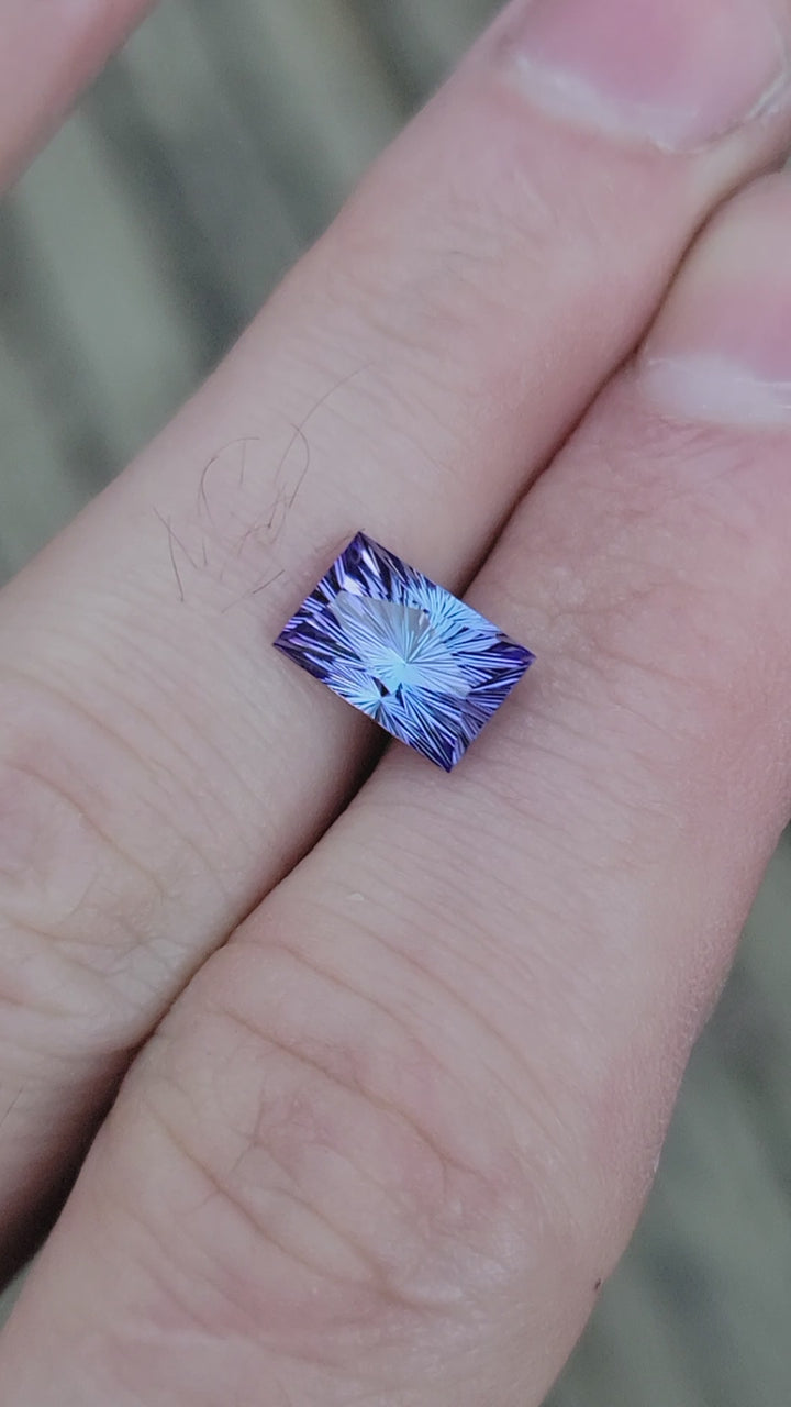 3.4 Carat Unheated Blue/Purple Tanzanite Princess Cut - 9.7x6.3mmmm - Fantasy Cut