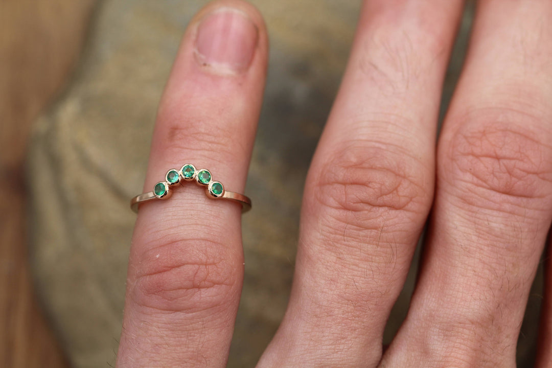 Emerald Half Moon Rose Gold Ring - Emerald Bezel Ring - Wraparound Ring Sennin Esko Jewelry Brazil Emerald Ring, Columbian Emerald, Emerald Bezel Ring, Emerald Engagement, Emerald Gold Ring, E FINE RINGS / ENGAGEMENT