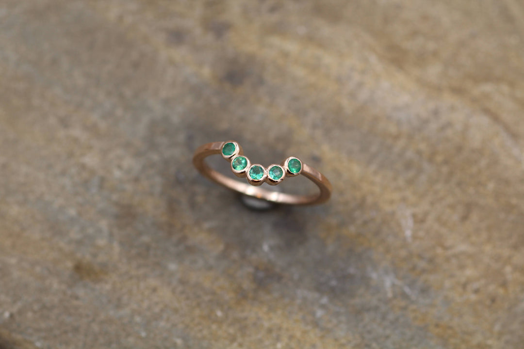 Emerald Half Moon Rose Gold Ring - Emerald Bezel Ring - Wraparound Ring Sennin Esko Jewelry Brazil Emerald Ring, Columbian Emerald, Emerald Bezel Ring, Emerald Engagement, Emerald Gold Ring, E FINE RINGS / ENGAGEMENT