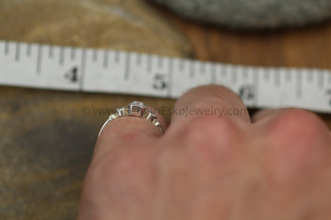 Moissanite Octagon White Gold Bezel Ring -  Alternative Engagement Ring 4x6mm, 0.5 ct Sennin Esko Jewelry Alternative Ring, Charles and Colvard, Diamond Alternative, Forever One, Gold Moissanite, Gold Ring, FINE RINGS / ENGAGEMENT