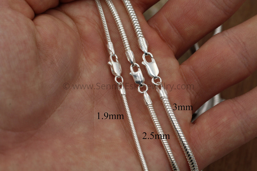 Sterling Snake Chain, 3mm Seemless - 925 sterling silver - choice of 16", 18", 20", 24", 30" or 36" - Silver Snake Chain - Thick Snake Chain