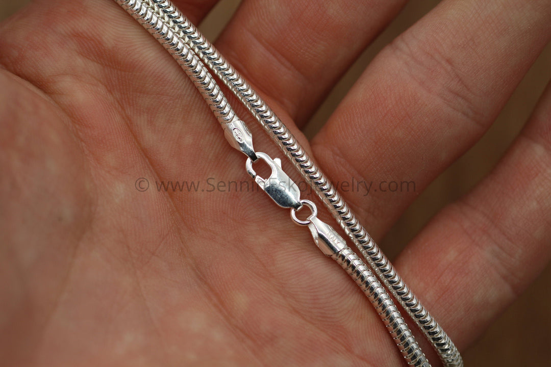 3mm Silver Snake Chain Necklace, Mens Silver Snake Chain, Silver