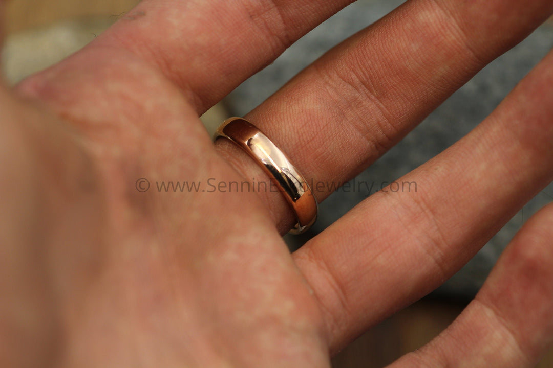 Comfort Fit Yellow and Rose Gold Recycled Wedding Ring SET Sennin Esko Jewelry Engrave able Wedding, Engraveable Bands, Gold Ring Engraving, His and hers wedding, Mens Pink Gold,  ENGRAVABLE BANDS/WEDDING
