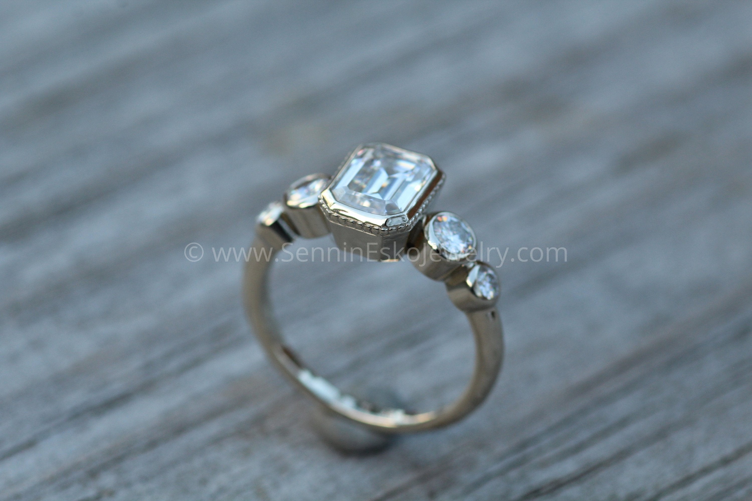 Milgrain moissanite engagement on sale ring