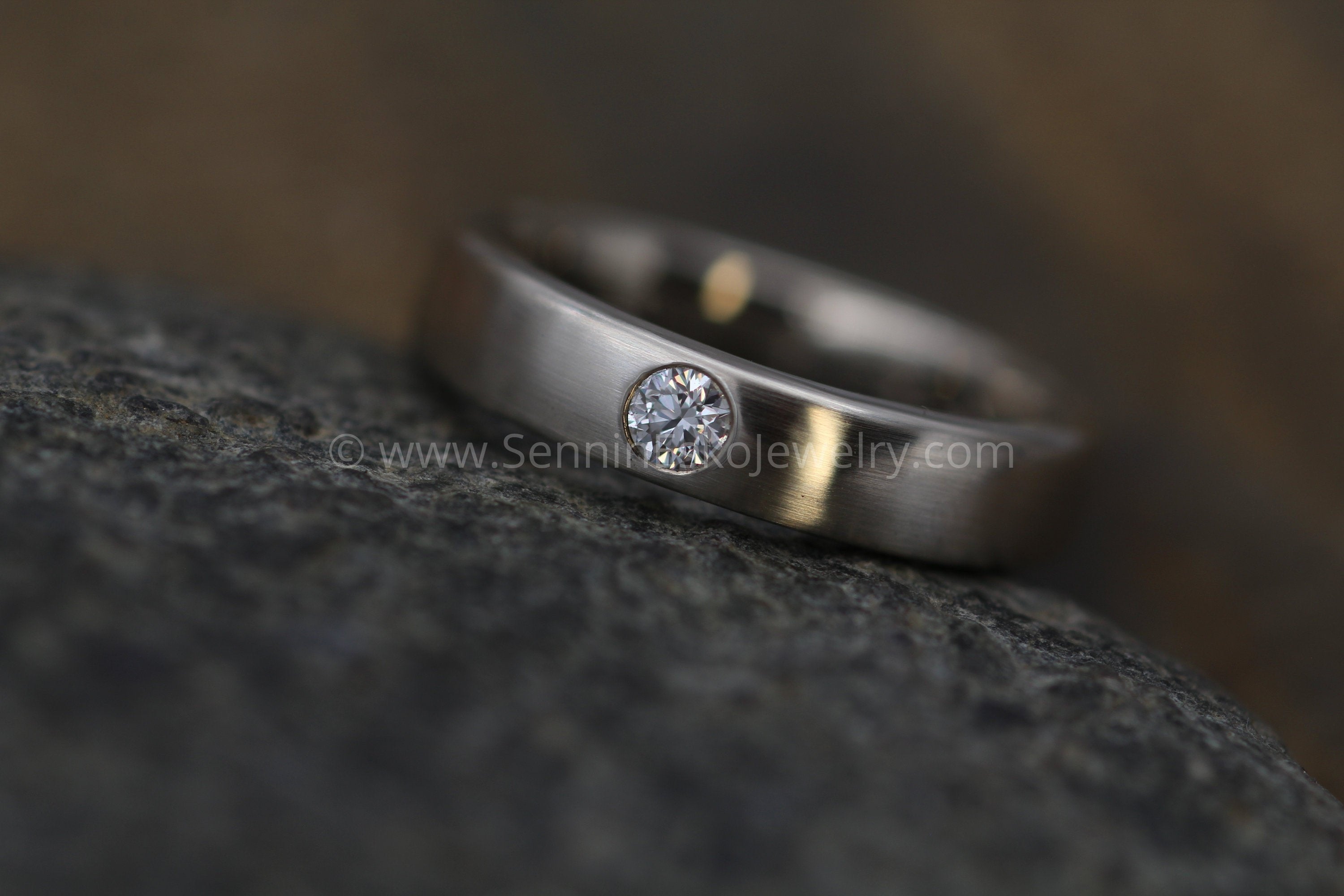 Diamond inset wedding on sale bands