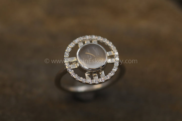 Moonstone and Diamond Bezel Ring - Moonstone Halo Ring - Moonstone Ring Sennin Esko Jewelry Bezel Ring, Engagement Ring, Ethical Engagement, GEMSTONE TAG, Handmade Engagement, Milgrain Bezel R FINE RINGS / ENGAGEMENT