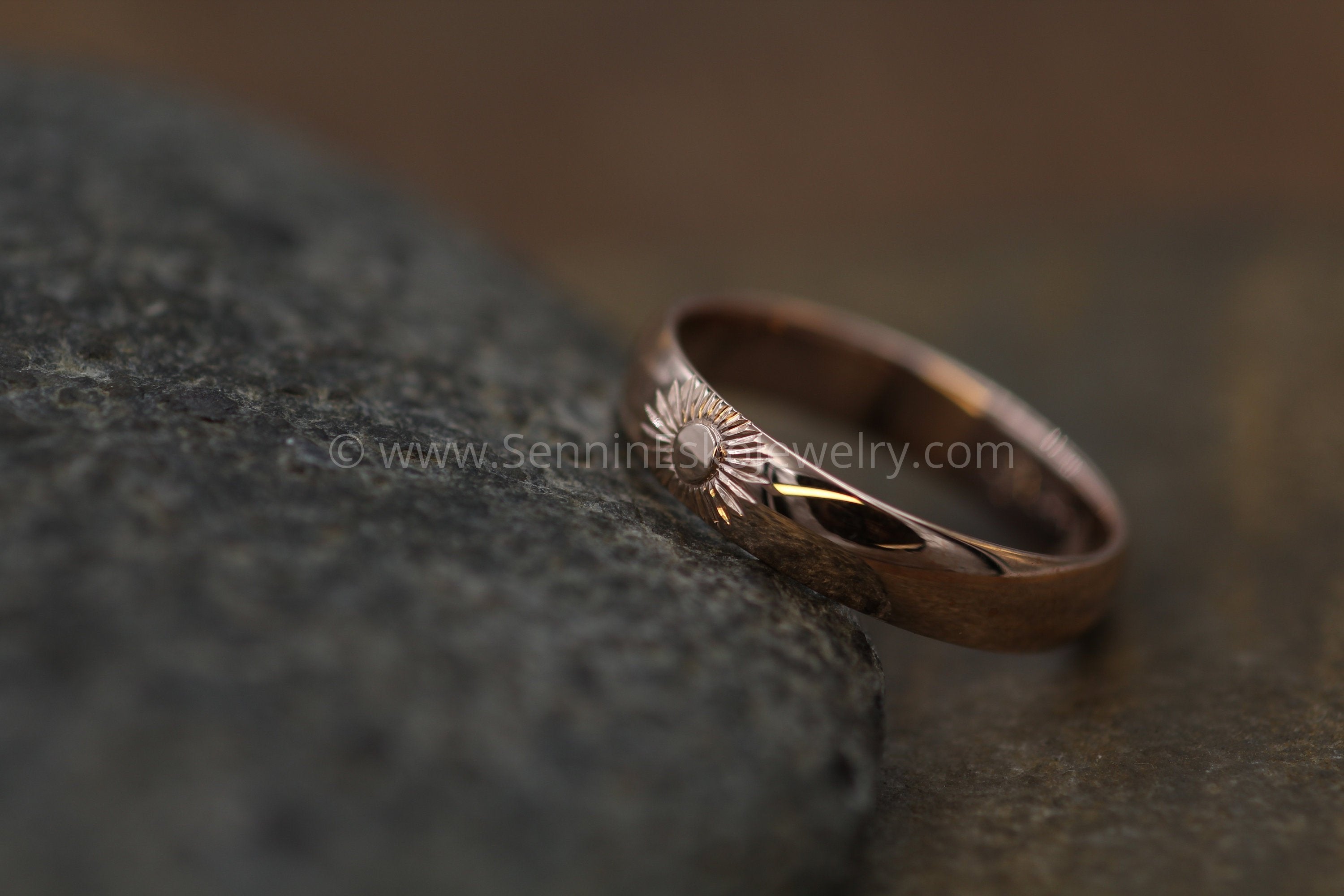 Engraved rose gold hot sale wedding band