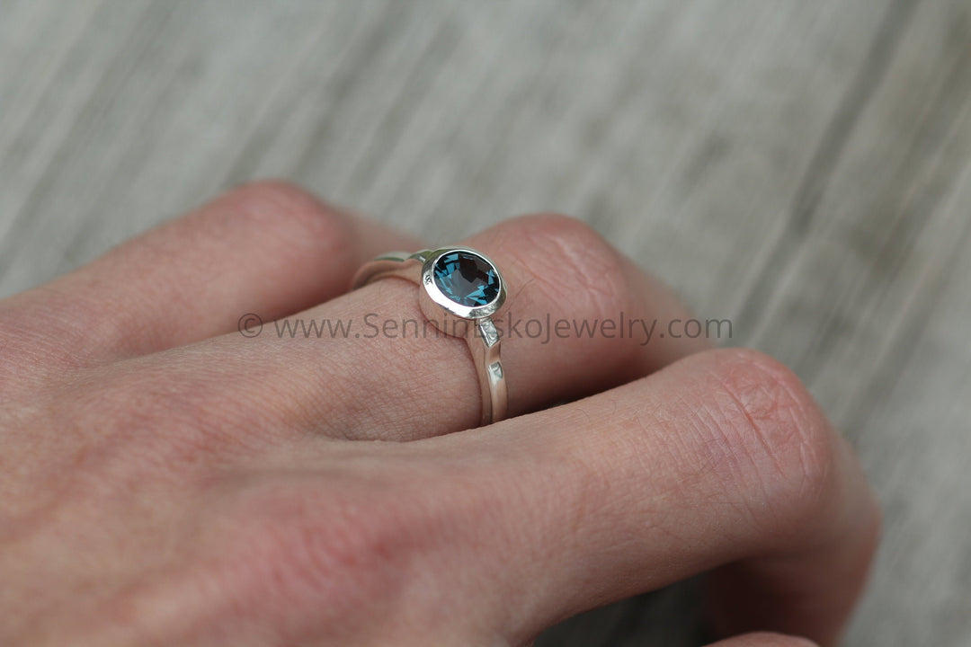 Precision Cut London Blue Topaz Ring - 6mm Glossy Finish Solitaire Bezel Ring - Round Topaz Ring - Recycled - Ethical - Handmade Sennin Esko Jewelry Bezel Ring, Dark Blue Topaz, Engagement Rings, Ethical Topaz, GEMSTONE TAG, Hand Cut Topaz, Jewelry, FINE RINGS / ENGAGEMENT