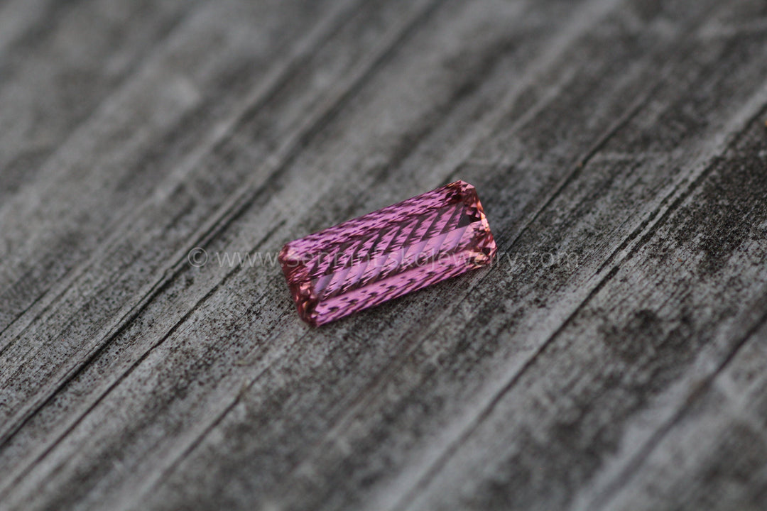 Fantasy Cut Pink Tourmaline - 4x10mm - 1.3 ct - Precision Cut Gemstone Long Octagon Tourmaline Sennin Esko Jewelry Archive Tag, Beads, Concave Cut, Concave Tourmaline, Craft Supplies & Tools, Electric Tourmaline, Em Past Hand Cut Gemstones