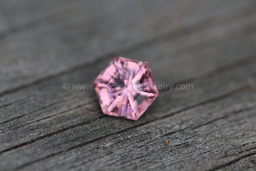 Fantasy Cut Pink Tourmaline - 8.4mm - 1.75 ct - Precision Cut Gemstone Hexagon Tourmaline - Congo Tourmaline Sennin Esko Jewelry Archive Tag, Beads, Concave Cut, Concave Tourmaline, Craft Supplies & Tools, Electric Tourmaline, Fa Past Hand Cut Gemstones