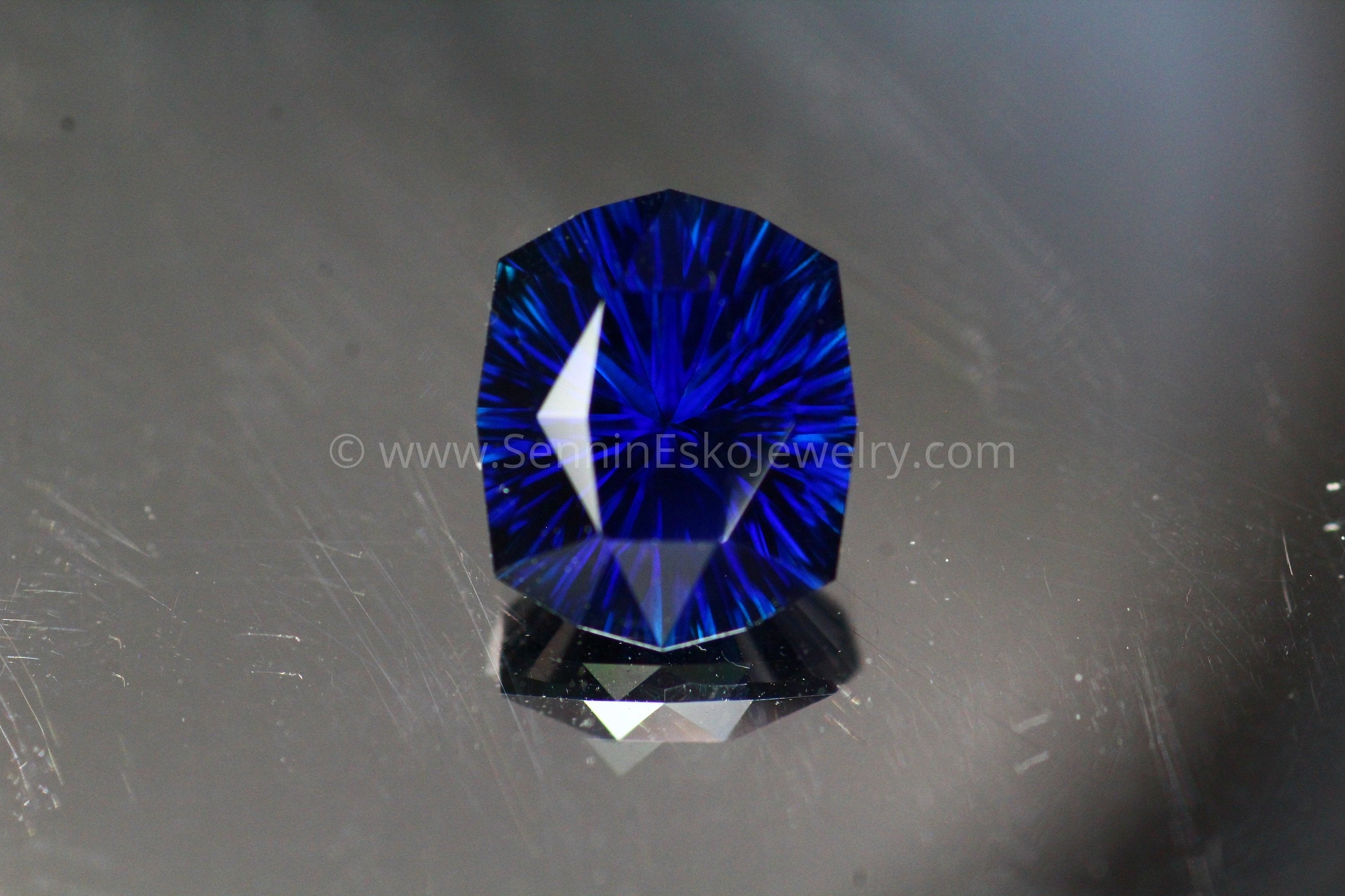 Deep Blue Sapphire Fantasy Cut 7.68x6.34mm - 1.56 carats