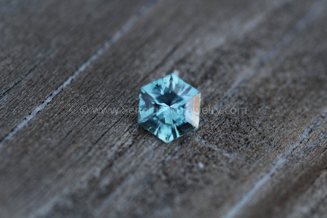 Montana Sapphire Hexagon 7.8x6.7mm, 1.66 Carats - Blue Green - Precision Cut Sennin Esko Jewelry Archive Tag, Beads, Blue Montana, Blue Sapphire, Craft Supplies & Tools, Ethical Montana, Gems & Cab Past Hand Cut Gemstones