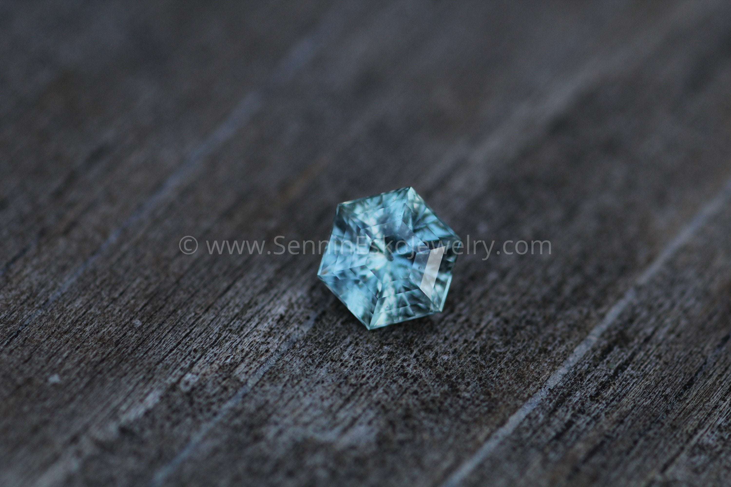 Salt & Pepper Montana Sapphire Hexagon 8x7mm, 2 Carats - Blue