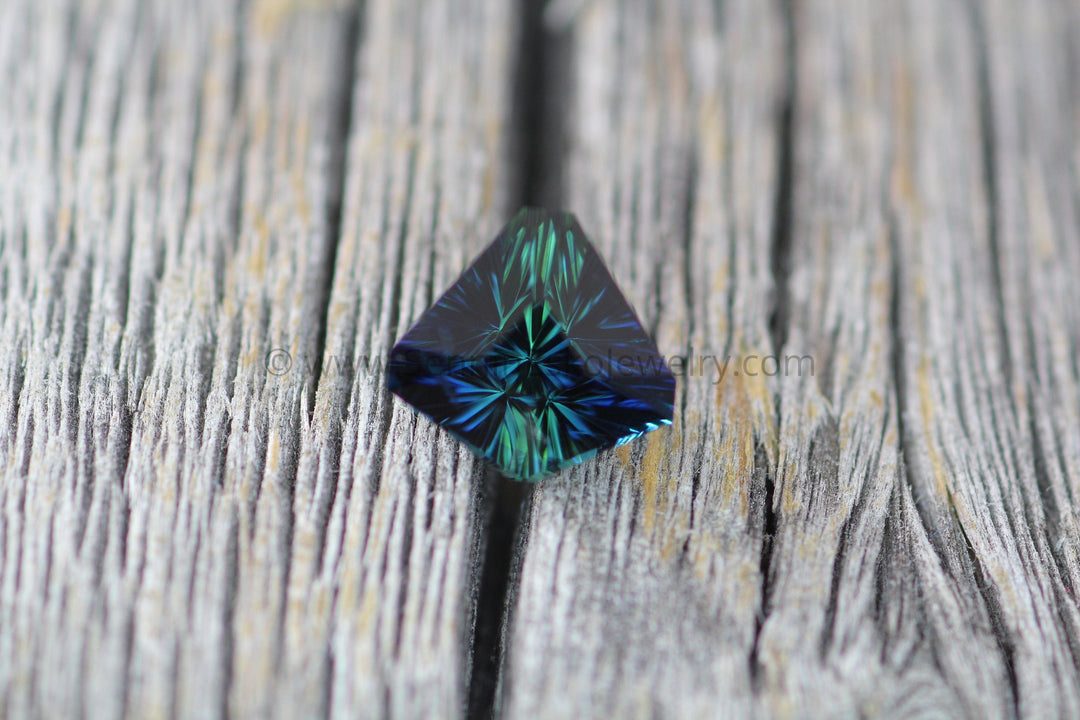 Blue Green Sapphire 7.5x6.9mm - Fantasy Cut - 1.47 carats - Kenyan Sapphire - Large Sapphire Sennin Esko Jewelry Archive Tag, Beads, Blue Sapphire, Craft Supplies & Tools, Deep Blue Sapphire, Fantasy Cut, Fantasy  Past Hand Cut Gemstones