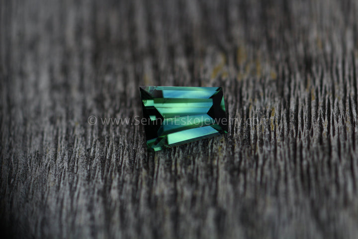 Parti Blue Green Sapphire 7.4x6mm - Step Cut - 1.6 carats - Kenyan Sapphire - Large Sapphire Sennin Esko Jewelry Archive Tag, Beads, Blue Sapphire, Craft Supplies & Tools, Fantasy Cut, Fantasy Cut Sapphire, Gems & Past Hand Cut Gemstones