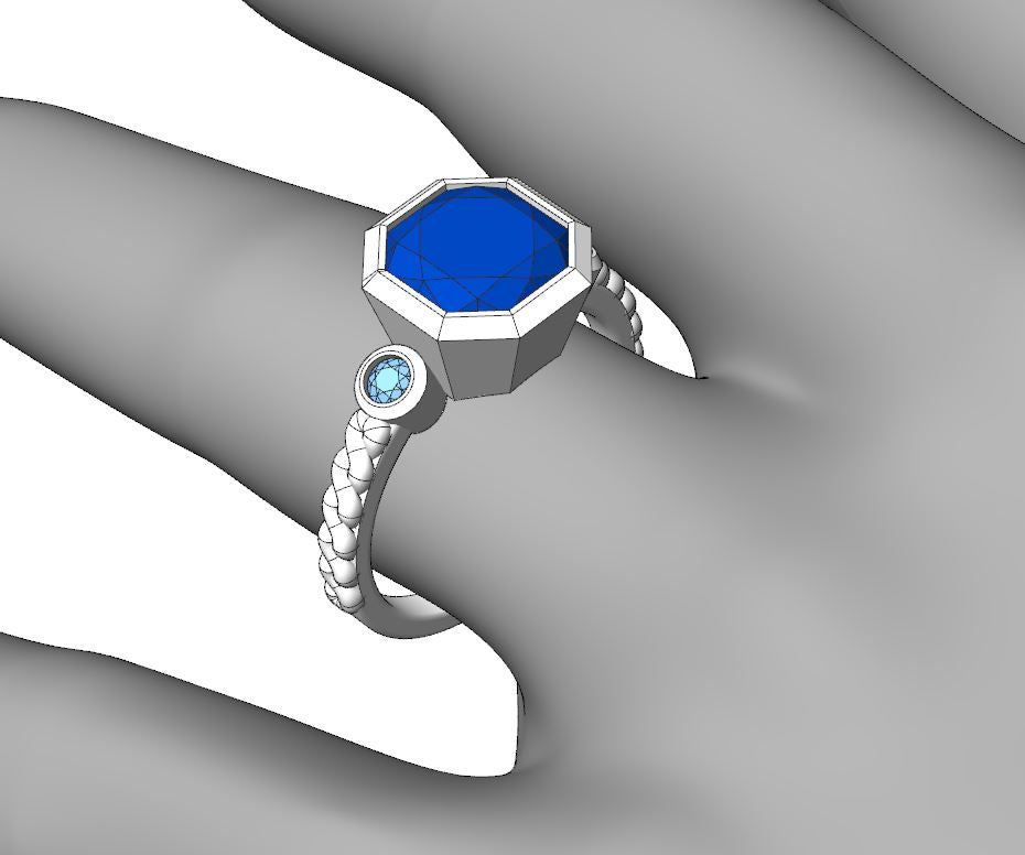 Custom Listing - Tanzanite & Aquamarine Silver Ring Sennin Esko Jewelry  Custom Listing