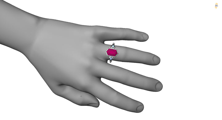 Custom Listing - Garnet Hexagon & Moissanite Bezel Ring Sennin Esko Jewelry  Custom Listing
