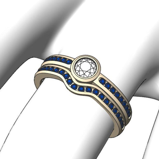 Custom Listing for David - White & Blue Sapphire Bezel/Channel Ring with a Blue Sapphire Channel Contour Ring Sennin Esko Jewelry  Custom Listing